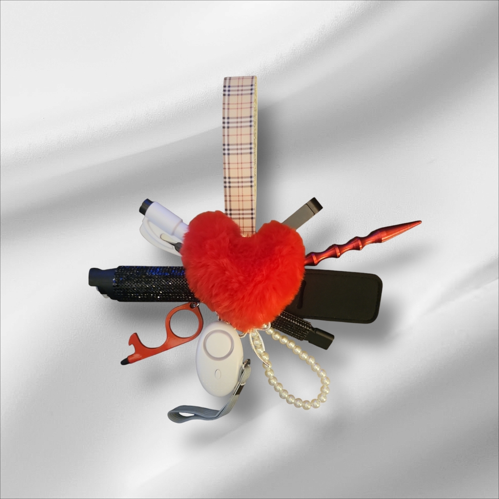 Red Heart Keychain with Accessories